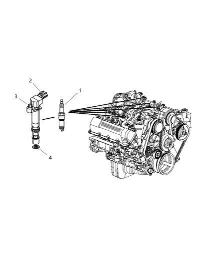 2008 Dodge Nitro Spark Plugs & Ignition Coil Diagram 1 - Thumbnail