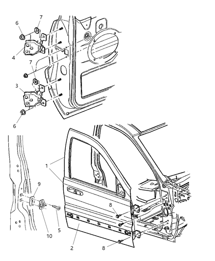 2010 Jeep Grand Cherokee Lower Hinge, Front Driver Side Diagram for 55369193AF