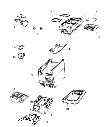 2010 Dodge Grand Caravan Console Base Diagram for 1JC90BD5AA