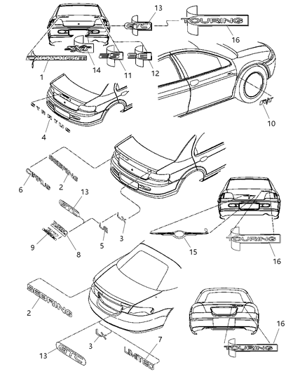 2005 Dodge Stratus Emblem, Rear Diagram for 4806083AB