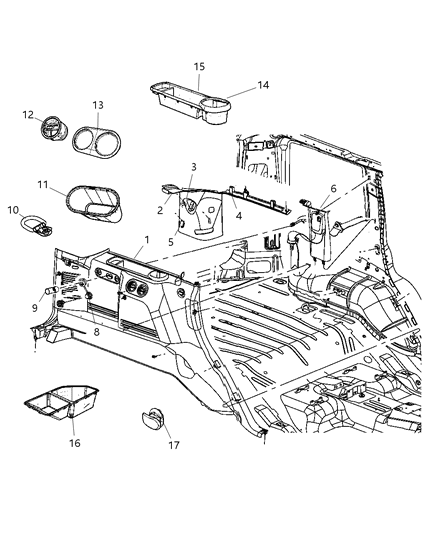 2007 Jeep Commander Hook Cargo Net Attaching Hook Diagram for 1HY811D1AA