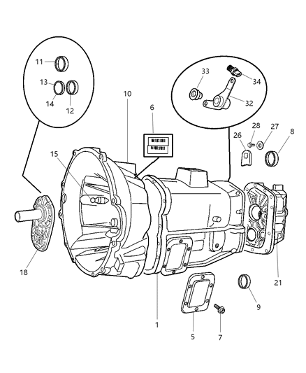 1999 Dodge Ram 3500 Quad & Club Cab Case & Related Parts of Manual Transmission Diagram