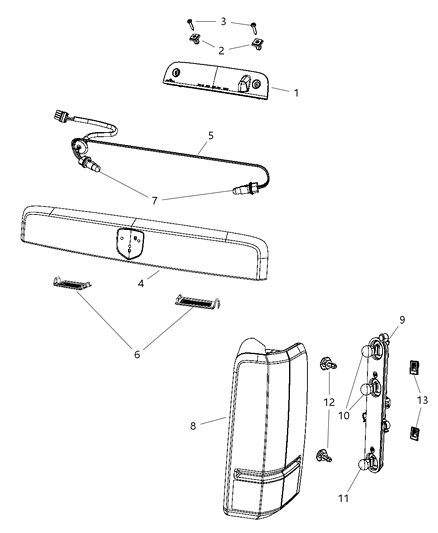 2009 Jeep Liberty Lamp Tail Stop Backup Diagram for 55157346AB