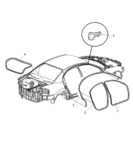 2006 Chrysler Sebring Weatherstrips of Body - Sheet Metal Except Doors Diagram