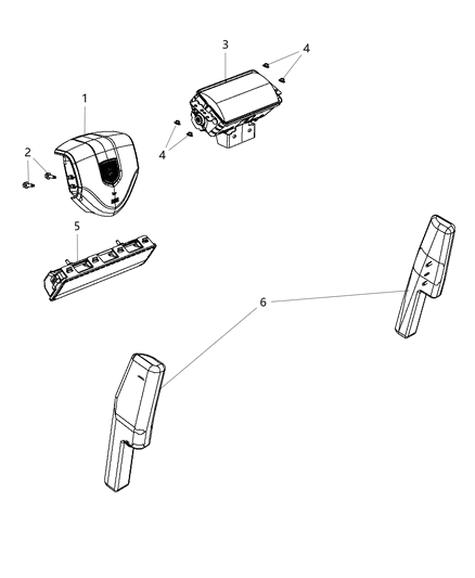 2012 Dodge Charger Air Bag Driver, Driver Side Diagram for 1RV69XDVAB