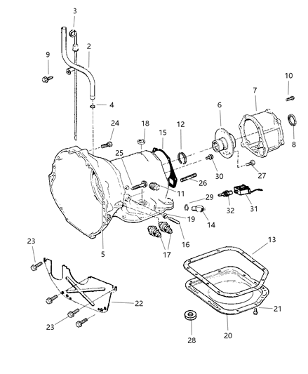 1997 Jeep Wrangler Case & Related Parts of Automatic Transmission Diagram 1 - Thumbnail