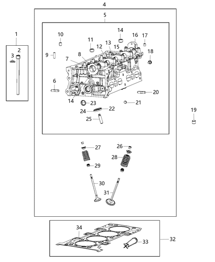 2018 Jeep Compass Head Assembly Engine Cylinder Diagram for 5048020AE