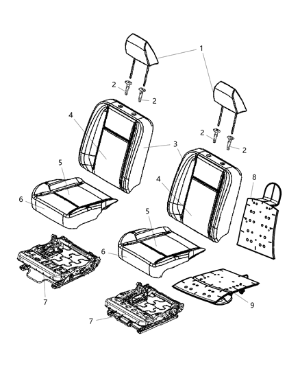 2011 Ram 3500 Headrest Front Diagram for 1RT35GTVAB