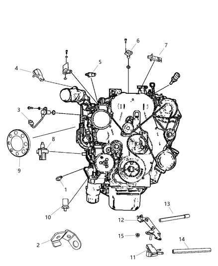 2011 Jeep Wrangler Sensors - Engine Diagram 1 - Thumbnail