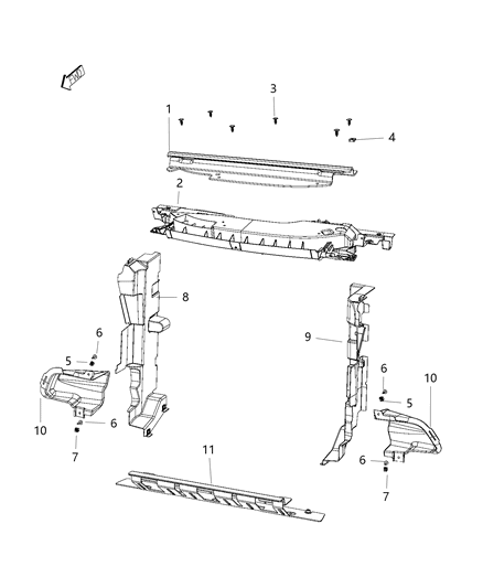 2019 Jeep Cherokee Radiator Seal, Shields, Shrouds, And Baffles Diagram 3 - Thumbnail