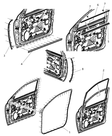 2011 Ram 1500 Weatherstrips - Front Door Diagram