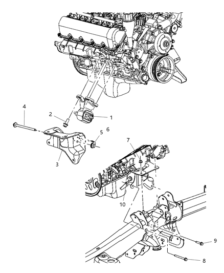 2004 Dodge Durango Engine Mounting, Front Diagram 2 - Thumbnail