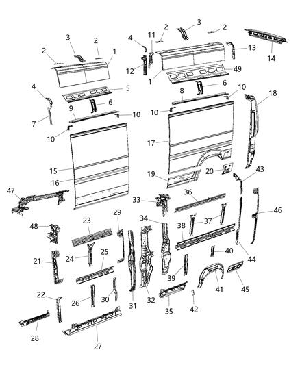 2019 Ram ProMaster 3500 Suspension Support, Inner Diagram for 68167273AA