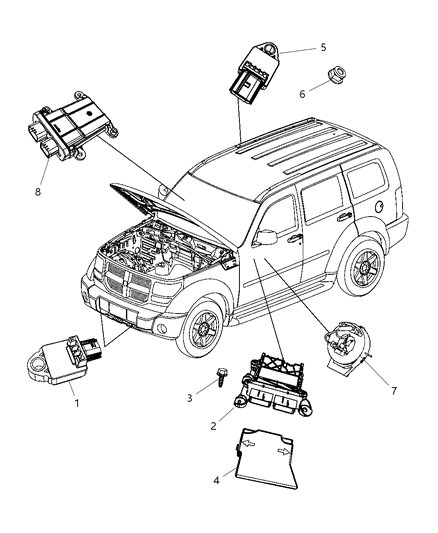 2010 Jeep Liberty Clockspring Steering Column Control Module w/ Angle Sensor Diagram for 68003216AH