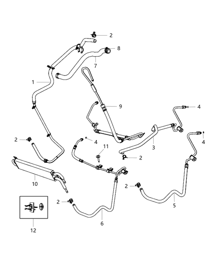2015 Jeep Grand Cherokee Hose Power Steering Return Power Steering Gear To Cooler Diagram for 52124650AG