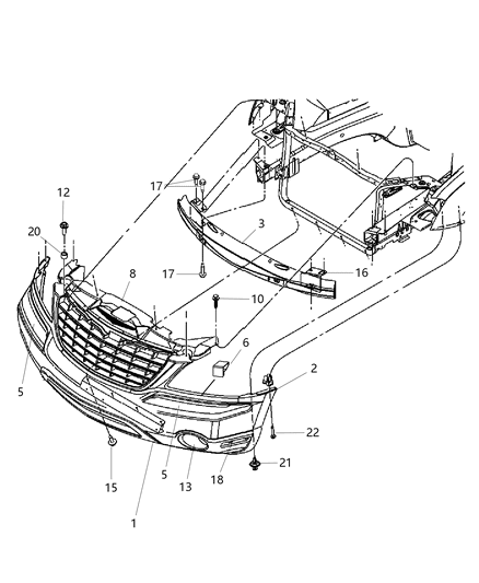 2008 Chrysler Pacifica Bumper Cover, Front Upper Diagram for 68001954AB