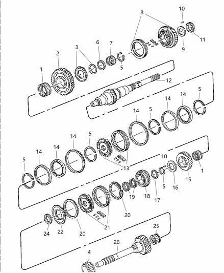 2002 Dodge Ram 3500 Regular Cab Gear Train of Manual Transmission Diagram 1 - Thumbnail