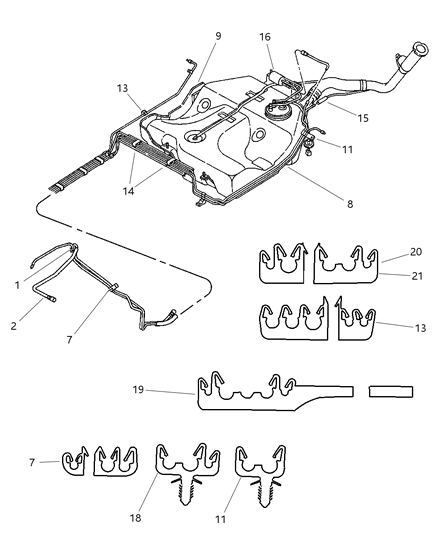 1998 Chrysler Cirrus Fuel Lines & Filter Diagram