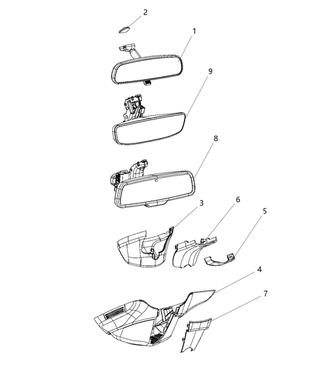 2020 Ram 3500 Cab Chassis Mirror - Inside Rearview Diagram