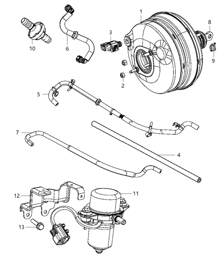 2012 Chrysler 300 Booster Power Brake Diagram for 68089129AA