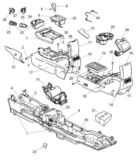 2008 Chrysler Pacifica Rear Console, Center Diagram for 1AF291D1AA