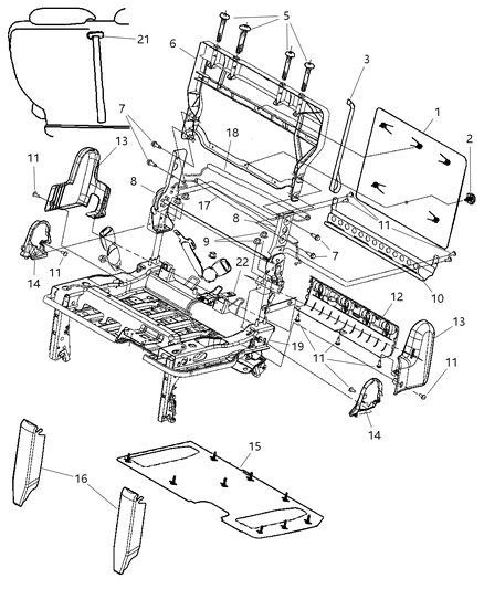 2006 Dodge Grand Caravan Panel Rear Seat Back Lower / Holds Grocery Bags Diagram for 1AM151D5AA