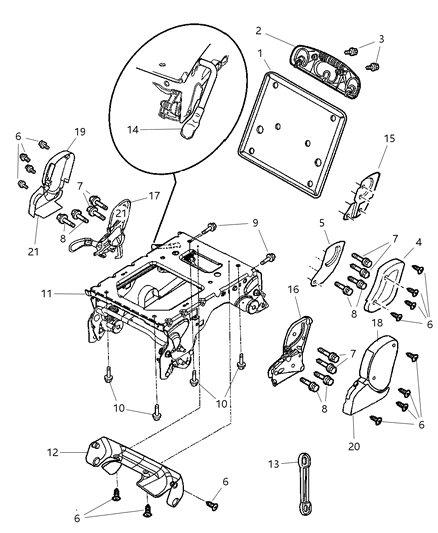 2003 Chrysler Town & Country Seat Base, Rear Passenger Side Diagram for 5066642AB