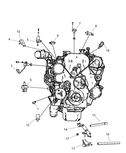 2007 Jeep Wrangler Sensors - Engine Diagram 1 - Thumbnail