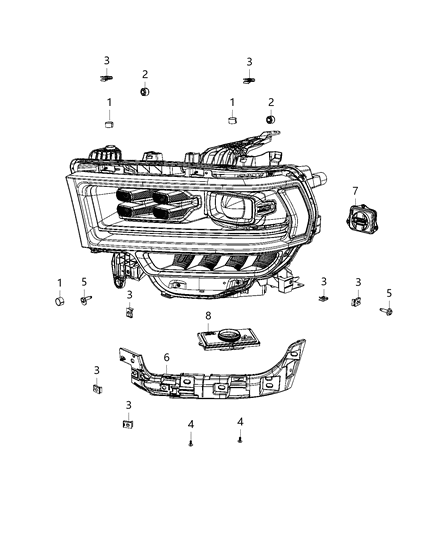 2020 Ram 2500 Parts, Headlamp Service Diagram 4 - Thumbnail