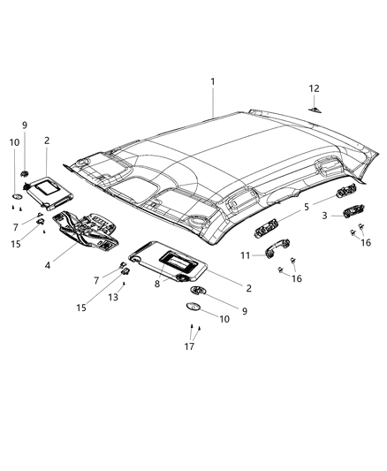 2016 Chrysler 300 Headliner, Black Diagram for 1VU10DX9AE
