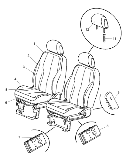 2007 Chrysler PT Cruiser Front Seats Diagram 3 - Thumbnail