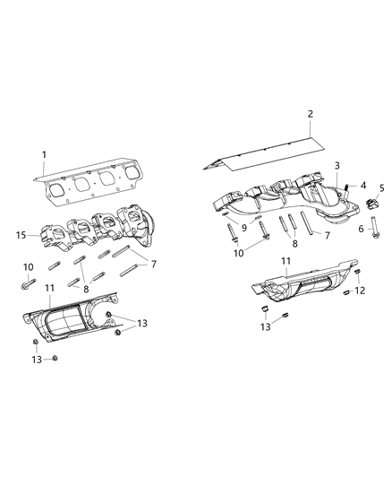 2018 Ram 3500 Cab Chassis Exhaust Manifold And Heat Shields Diagram 1 - Thumbnail