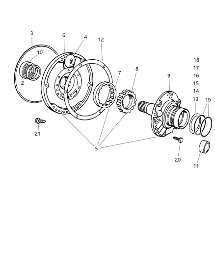 1997 Dodge Ram Wagon Washer, Front Clutch Thrust, Front, 3-21/64" O.D., Yellow Diagram for 4617163