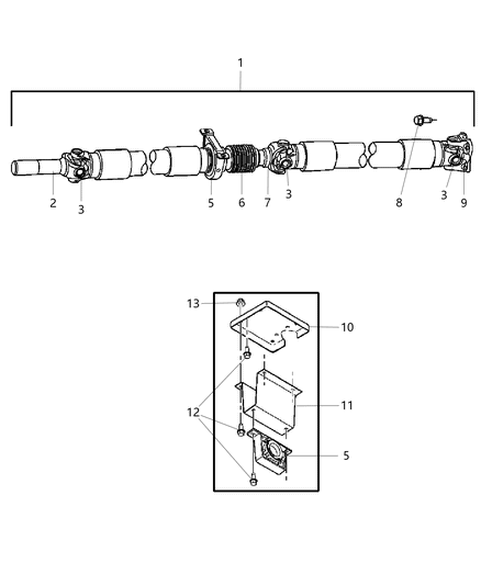2005 Dodge Ram 3500 Shaft Drive Rear 2-Piece Diagram for 52105654AF