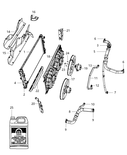 2013 Jeep Compass Radiator & Related Parts Diagram 3 - Thumbnail