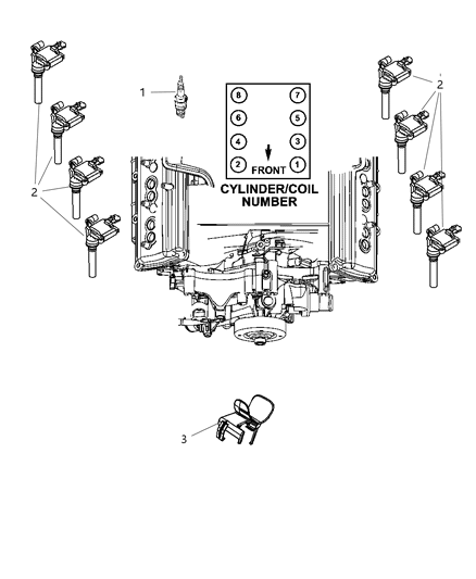 2009 Dodge Ram 1500 Spark Plugs, Ignition Coil, And Ignition Cables Diagram 2 - Thumbnail