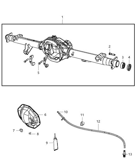 2010 Dodge Dakota Housing And Vent of Rear Axle; Differential And Drive Line Diagram 1 - Thumbnail
