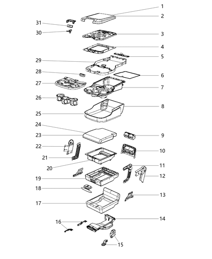 2013 Ram 3500 Cab Chassis Front Seat - Center Seat Section Diagram
