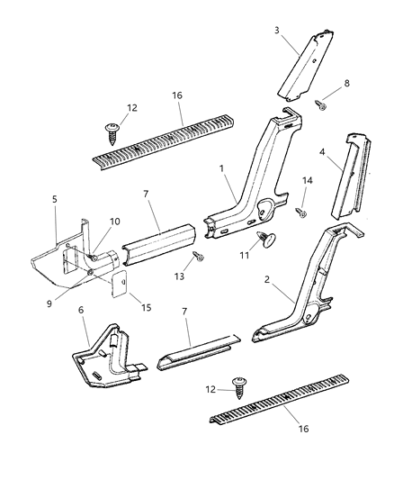 1999 Jeep Cherokee Panels - Interior Trim, Front Diagram 1 - Thumbnail