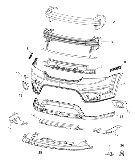 2016 Dodge Journey Fascia, Front Diagram 3 - Thumbnail