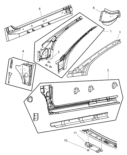 2003 Chrysler Sebring Inner Panel, Passenger Side Diagram for 4878670AE