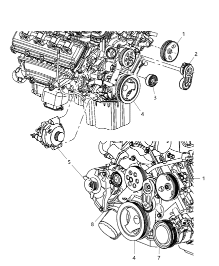 2008 Jeep Commander Pulley & Related Parts Diagram 2 - Thumbnail