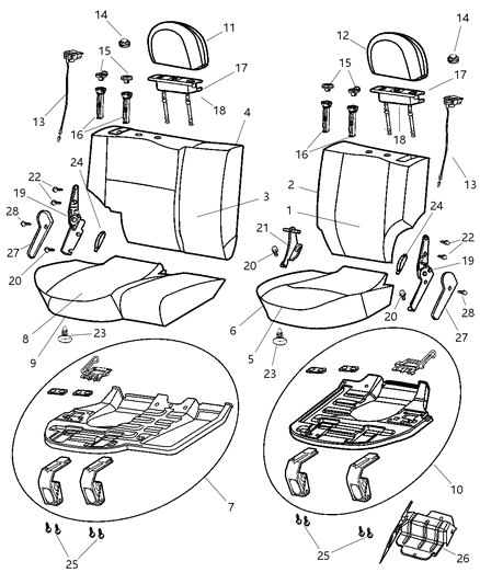 2001 Jeep Grand Cherokee Cushion Rear Seat 60% Diagram for WN541T5AA