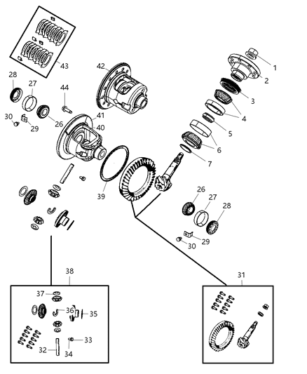 2010 Dodge Dakota Gear Kit Center Differential Diagram for 4798912AD