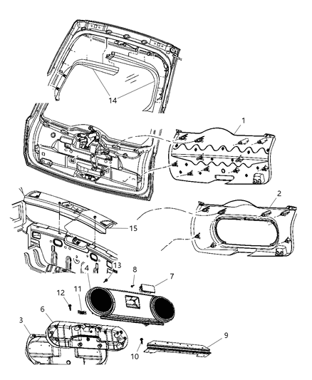 2010 Jeep Compass Speaker Housing, Gray, Rear Diagram for 1DR92XDVAA