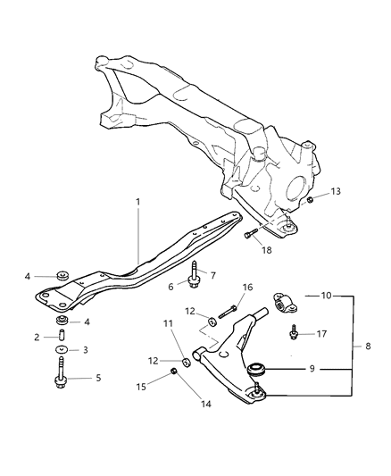 2004 Dodge Stratus Bushing, Front Passenger Side Diagram for MR554382