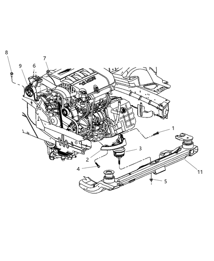 2007 Chrysler Pacifica Isolator Engine Mount Diagram for 4880407AB