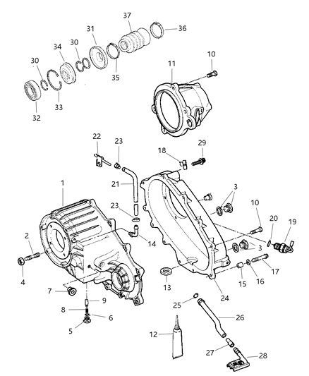 2001 Jeep Cherokee Case & Related Parts of Transfer Case Model Diagram 2 - Thumbnail