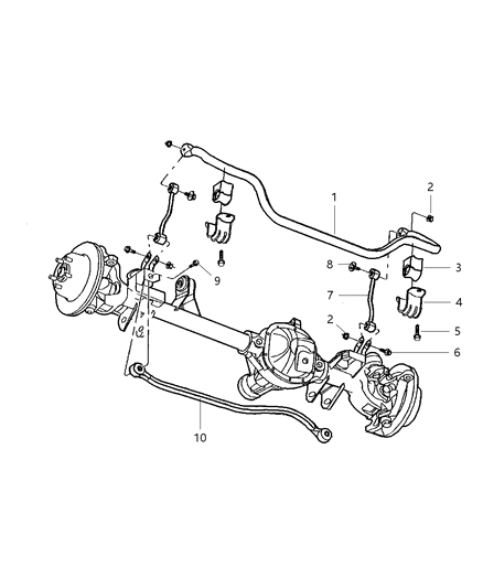 2002 Jeep Grand Cherokee Track Bar, Front Diagram for 52088305AB