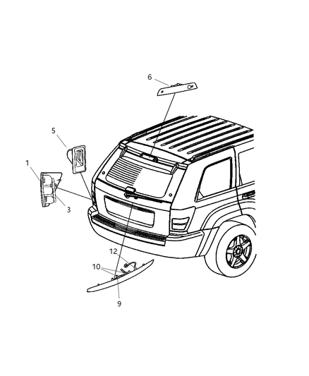 2005 Jeep Grand Cherokee Lamp Tail Stop Turn Sidemarker Diagram for 55156614AB